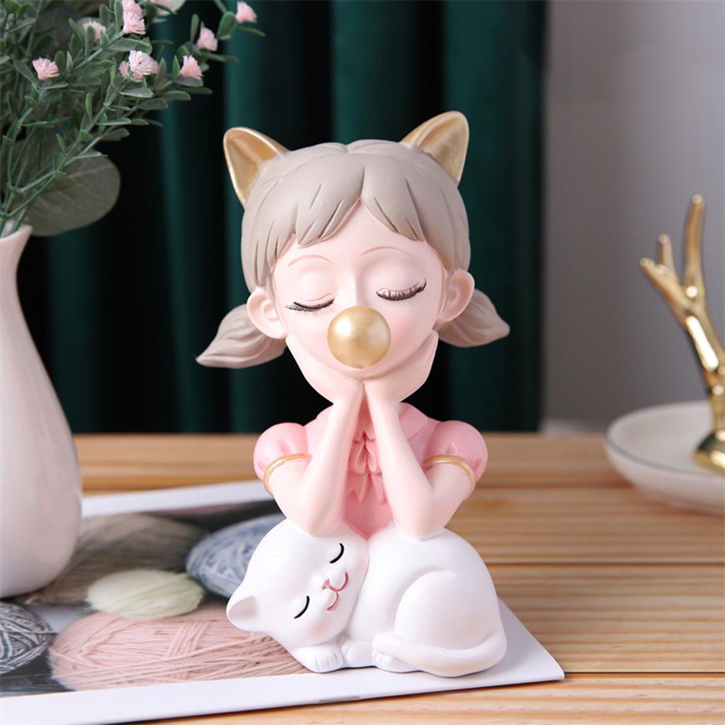 Girl Blow Statue Sculpture Figurine Model for Home
