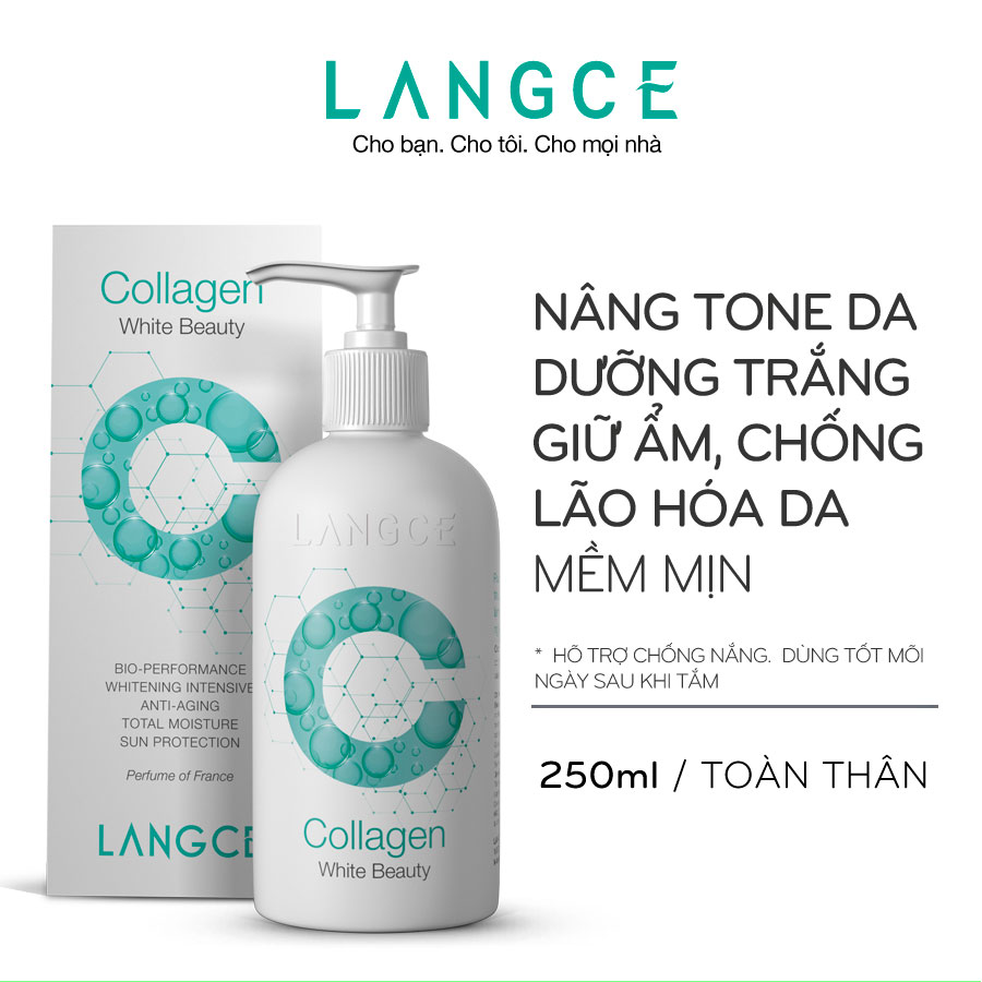 Collagen Trắng Da Toàn Thân 7 Ngày 250ml TẶNG Kem Làm Rụng Lông Trắng Da 20ml LANGCE