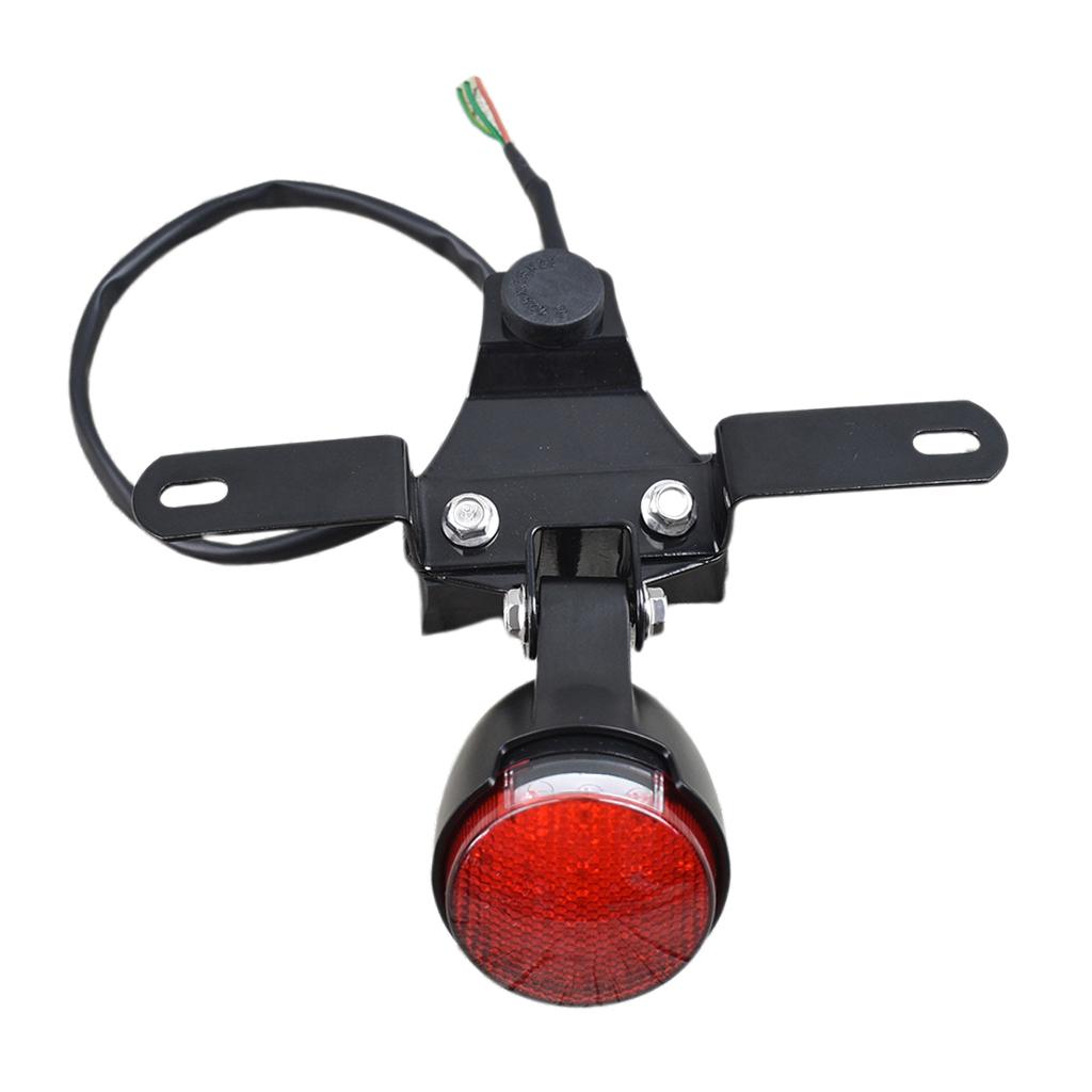 1pc Motorcycle Round Tail Lights Brake Stop Running Light License Plate Holder