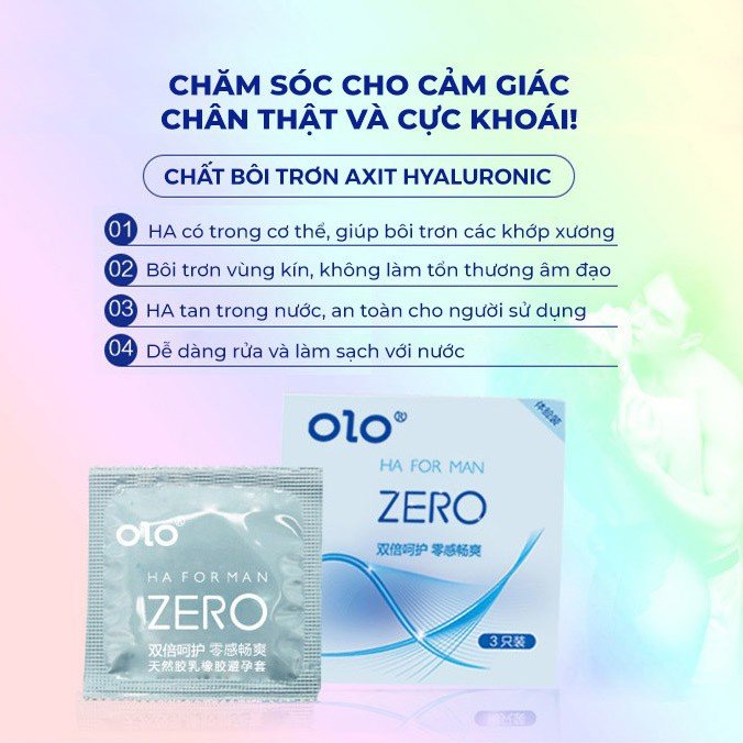 [Hộp 10 cái] Bao cao su OLO 0.01 Zero Ha For Man - Siêu mỏng, nhiều gel bôi trơn