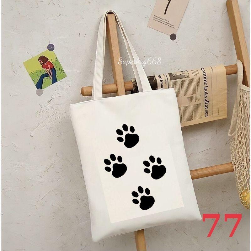 Túi tote túi vải canvas Hàn Quốc hình đáng yêu đựng vừa A4 laptop đi chơi đi học Superbag668 HQ215