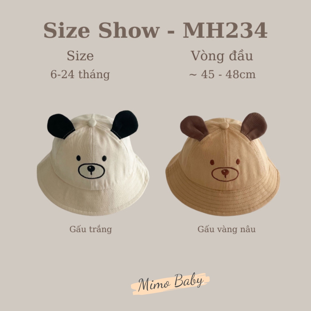 Mũ nón bucket tai bèo hình con vật đáng yêu cho bé MH234 Mimo Baby
