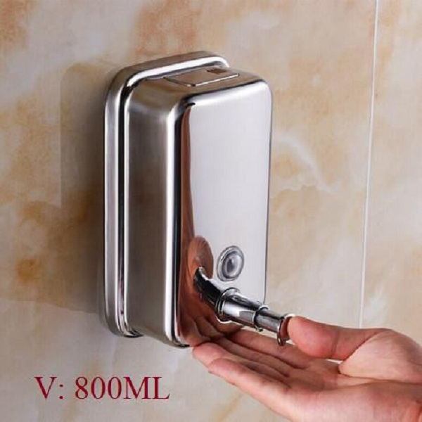 Hộp đựng nước rửa tay xà phòng nhấn treo tường inox