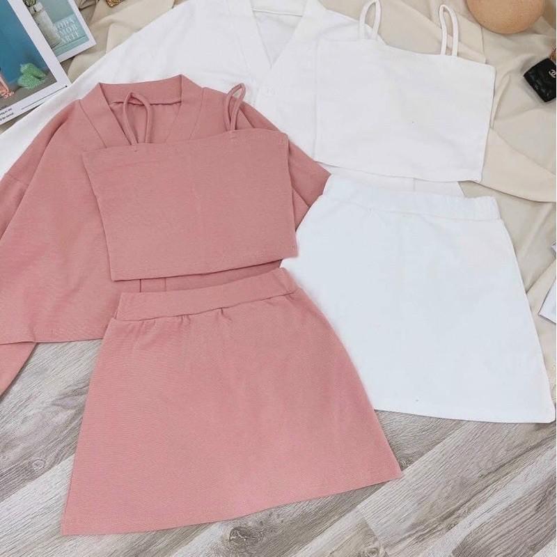 Set váy 3 món thun gân