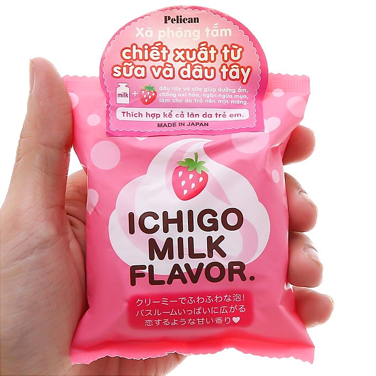Xà Phòng Tắm Dưỡng Da Trắng Sáng Chiết Xuất Từ Sữa Và Dâu Tây Pelican Petit Berry Soap Strawberrry Milk (80G)