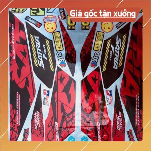 Tem rời Satria Fi 150 dán xe đỏ chất liệu Candy cao cấp ko bay màu