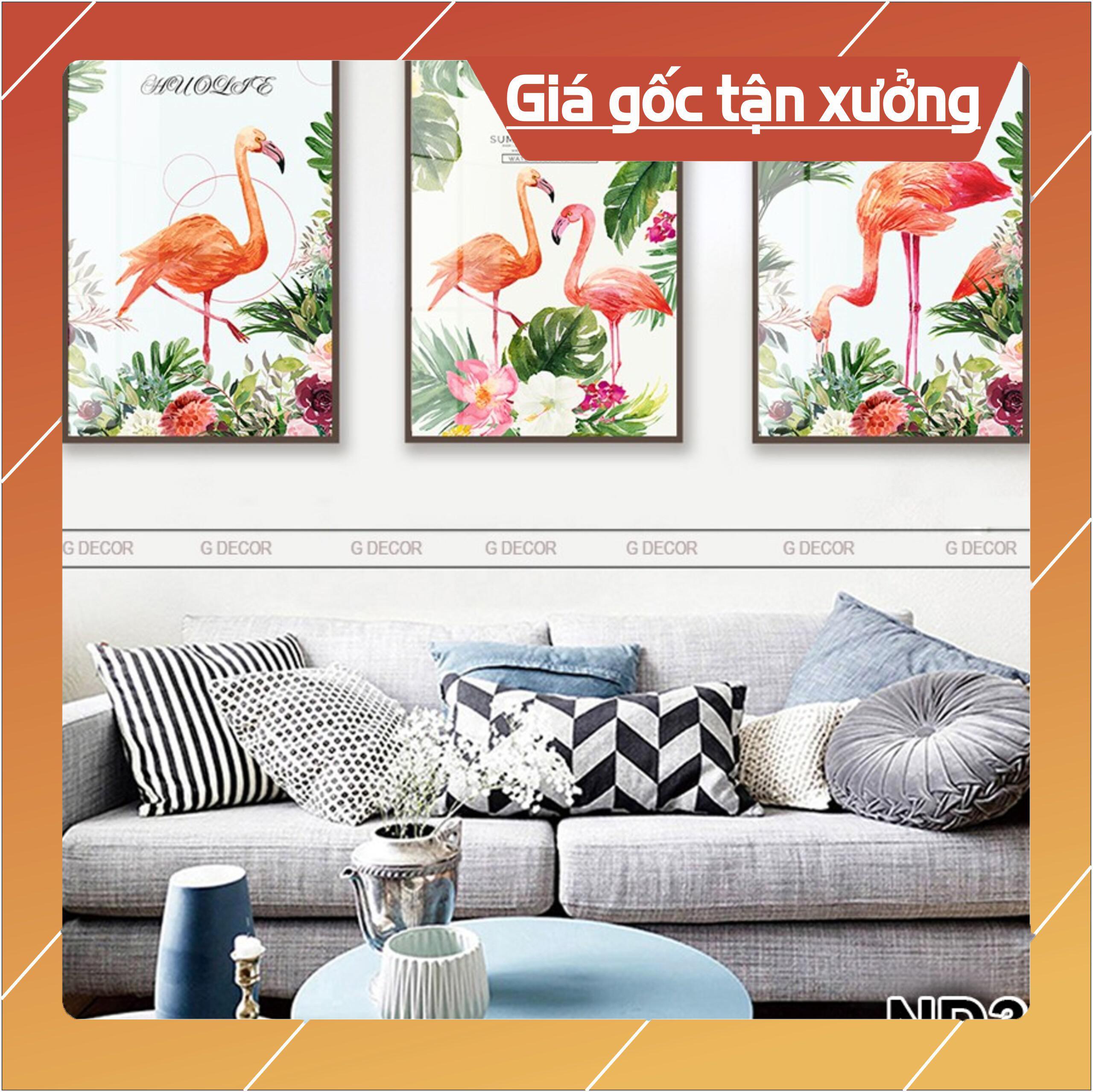 Bộ tranh treo tường phong thủy trang trí nội thất lá cây nghệ thuật thiên nhiên xanh