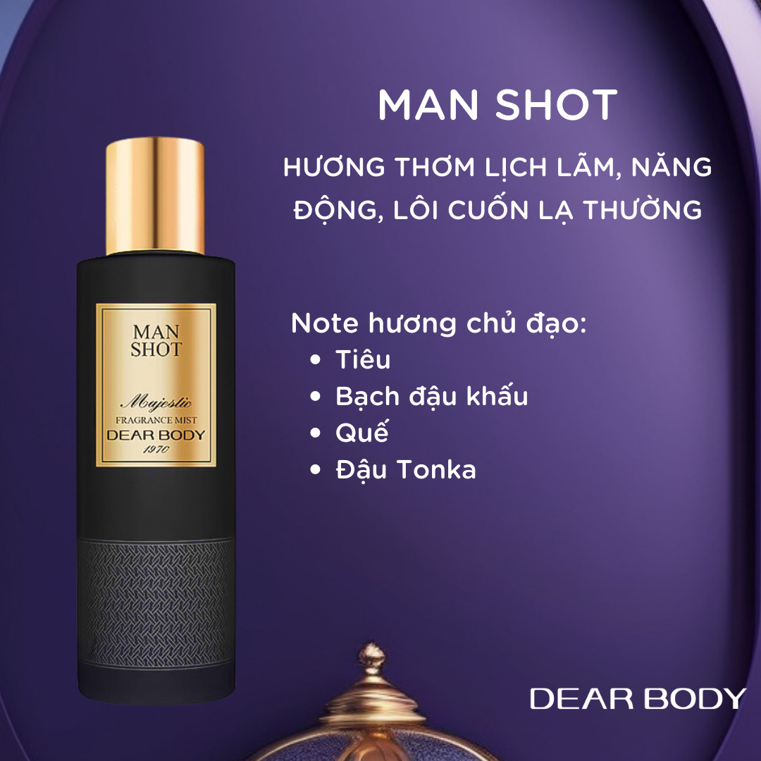Body Mist DEAR BODY 270ml - Dòng Thượng Hạng - Xịt Thơm Toàn Thân Hương Thơm Sang Chảnh - Tinh Tế - Nam Tính - Quyến Rũ - Hấp Dẫn Đối Phương