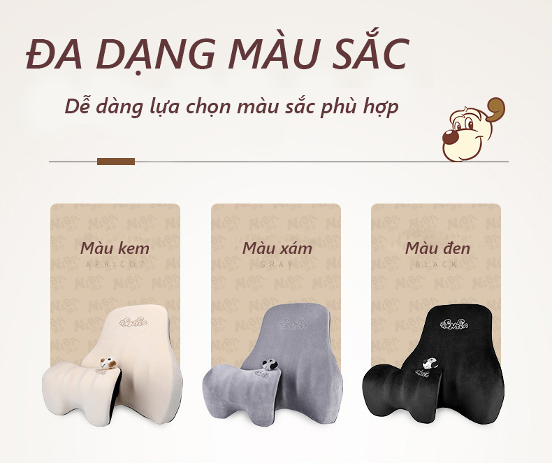 Gối tựa đầu, tựa lưng ICAROOM cao su non dành cho xe ô tô và ghế văn phòng chống đau lưng