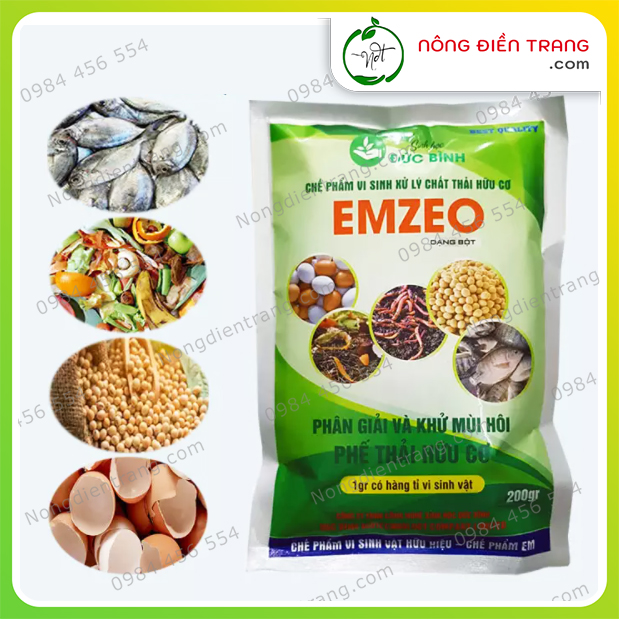 Chế Phẩm Vi Sinh EMZEO - Gói 200g - Ủ Phân Hữu Cơ, Phân Giải Xử Lí Và Khử Mùi Hôi Phế Thải Hữu Cơ VTNN Nông Điền Trang