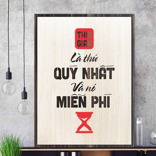 Tranh gỗ decor truyền cảm hứng &quot;Thời gian là thứ quý nhất và nó miễn phí&quot;