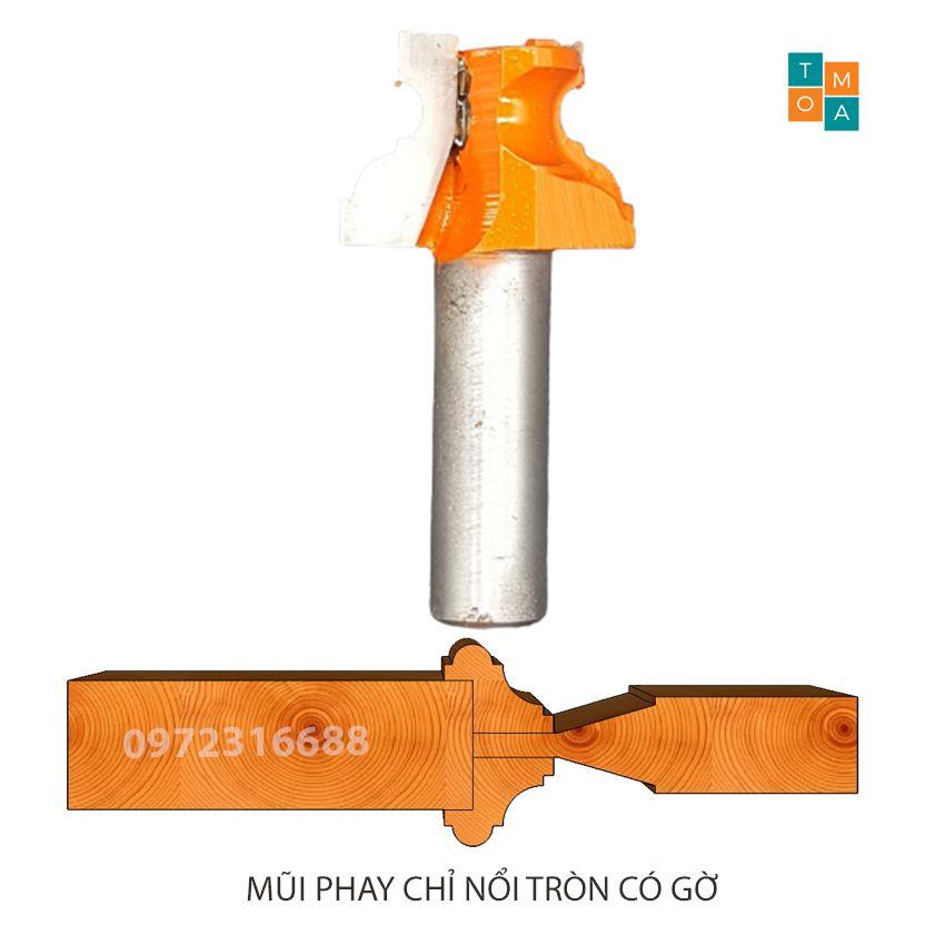 MŨI SOI GỖ - MŨI PHAY GỖ ĐÁNH CHỈ NỔI TRÒN CÓ GỜ 30MM CỐT 12.7MM - HÀNG VIỆT NAM CHẤT LƯỢNG CAO