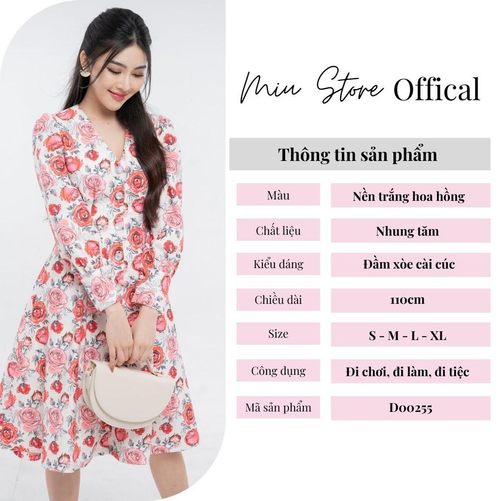 Đầm nữ thiết kế dài tay cổ V voan cao cấp ngọc đính MIUSTORE D00255