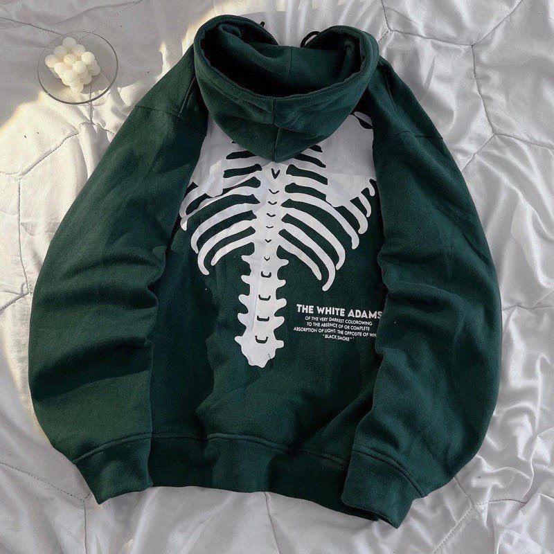 Áo Hoodie Lưng Xương Unisex Nỉ kiểu form rộng tay bồng dáng đường phố học sinh hàn quốc
