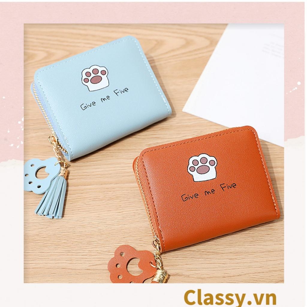 Ví nữ mini Classy bàn chân chó có đính tua rua đựng tiền phong cách hàn quốc dễ thương T1160