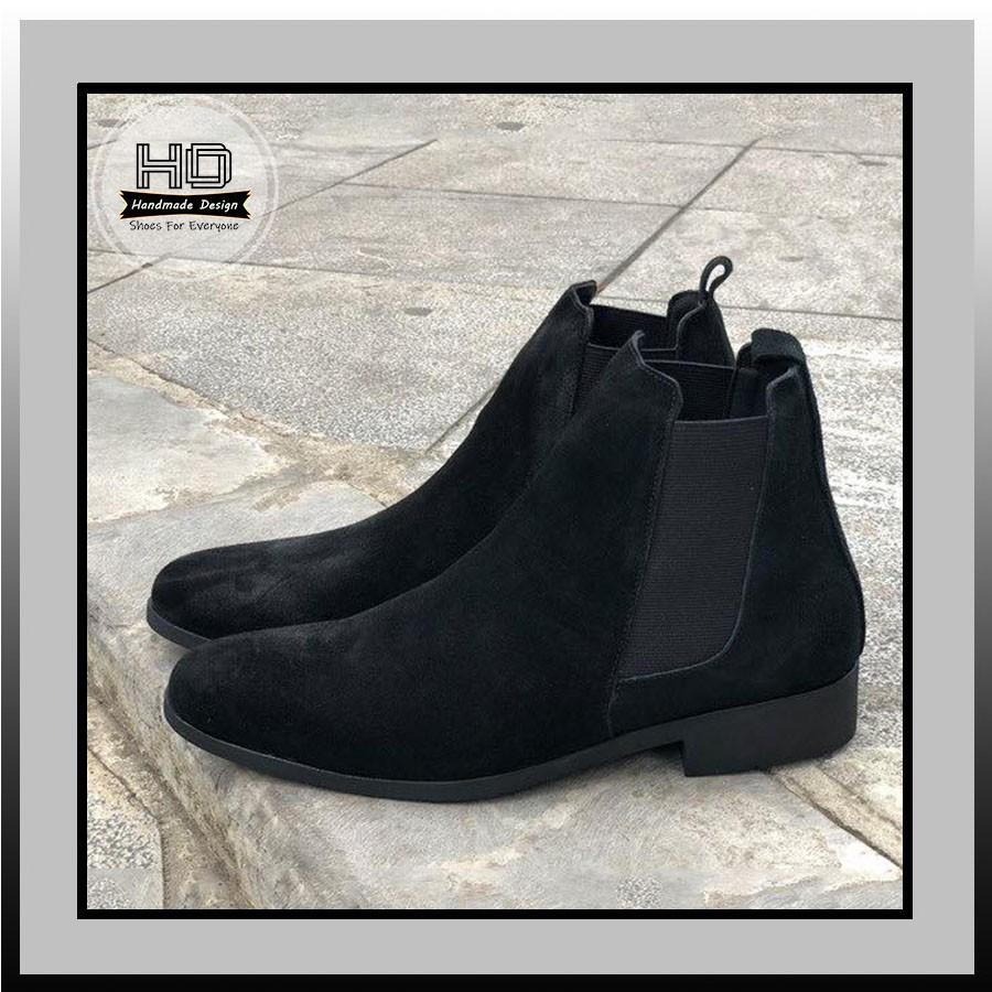 Chelsea Boots Da Lộn Màu Đen