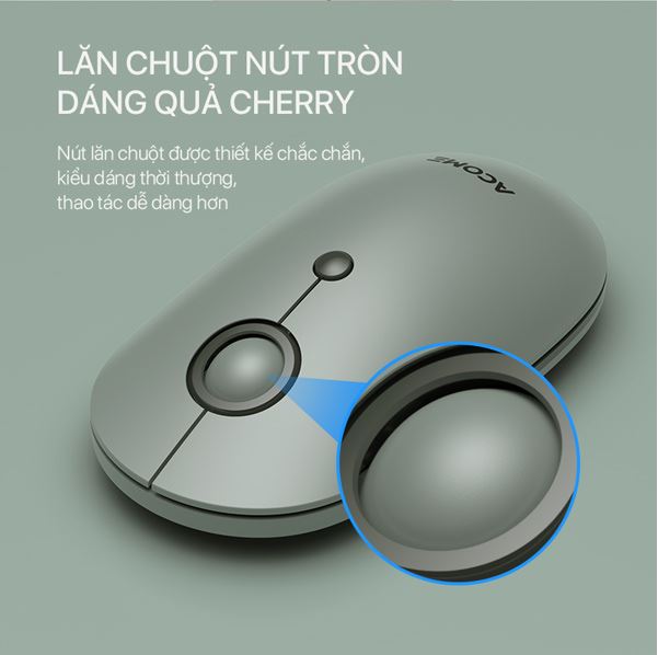 Chuột máy tính không dây ACOME AM300 2.4GHz Tĩnh Âm (Silent) Grey -Hàng chính hãng bảo hành 12T