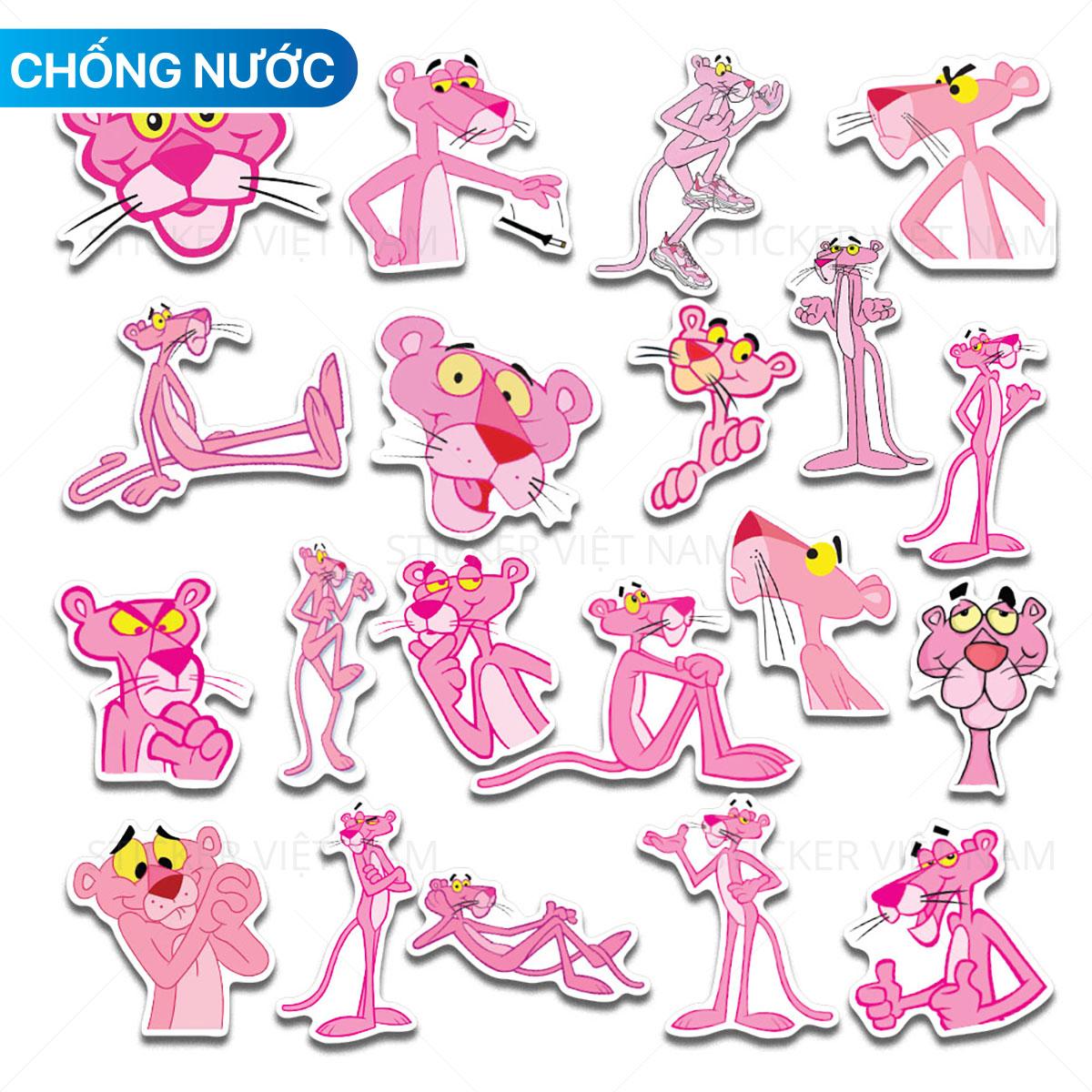 Sticker Báo Hồng The Pink Panther Cute Ngẫu Nhiên Chất Lượng Cao Chống Nước