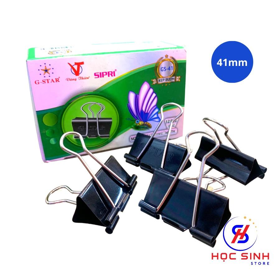 Hộp 12 Cái Kẹp Bướm 41mm Đen Gstar Size Lớn Kẹp tài liệu