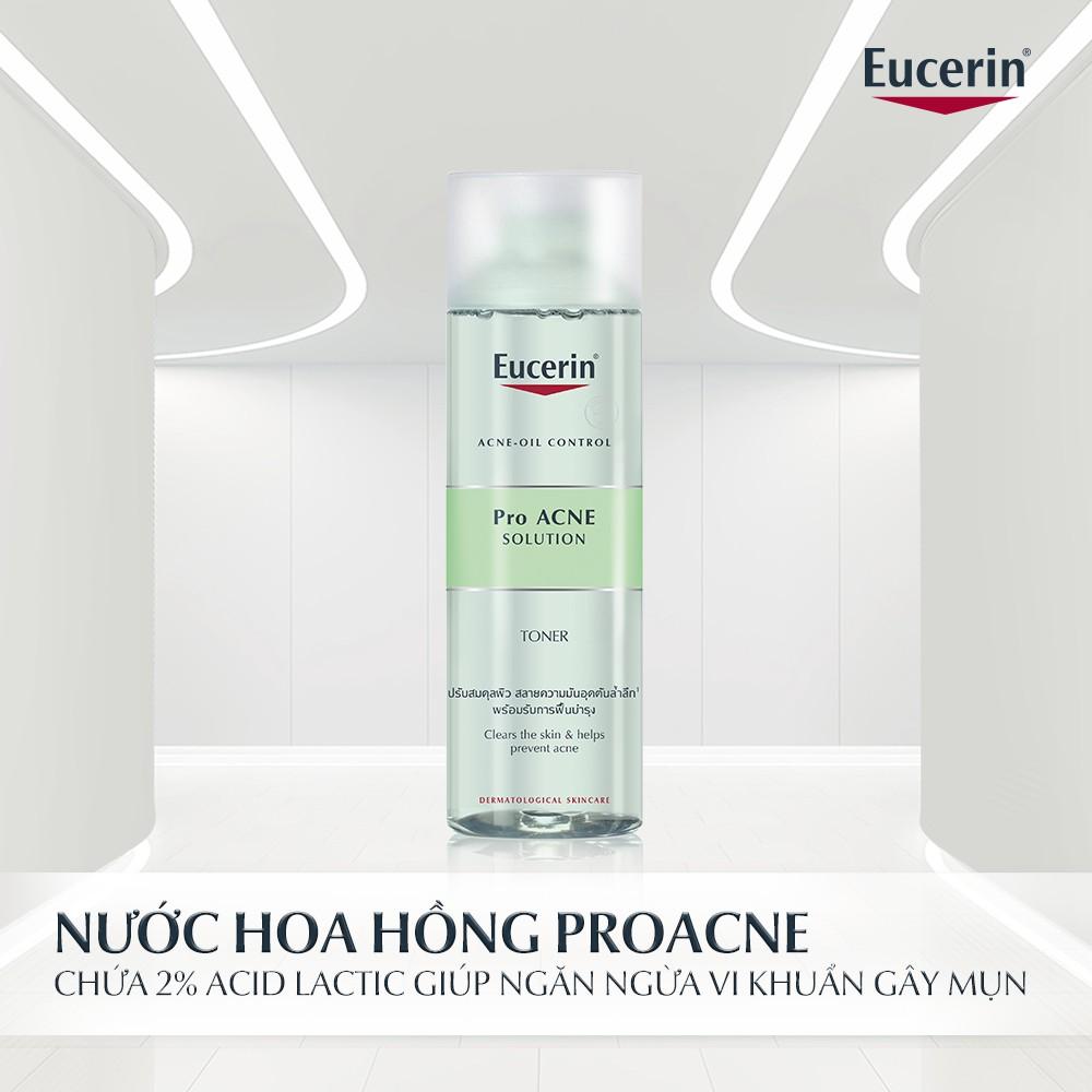 Combo Eucerin Proacne Cho Da Nhờn Mụn: Gel Rửa Mặt, Nước Hoa Hồng Và Tẩy Tế Bào Chết