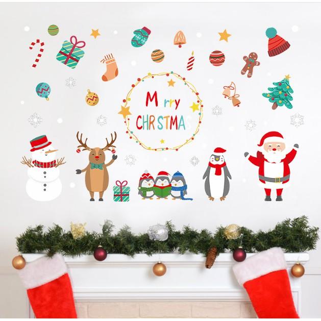 Decal trang trí Noel - Mọi nhân vật vẫy tay chào đón 1 mùa lễ Giang Sinh
