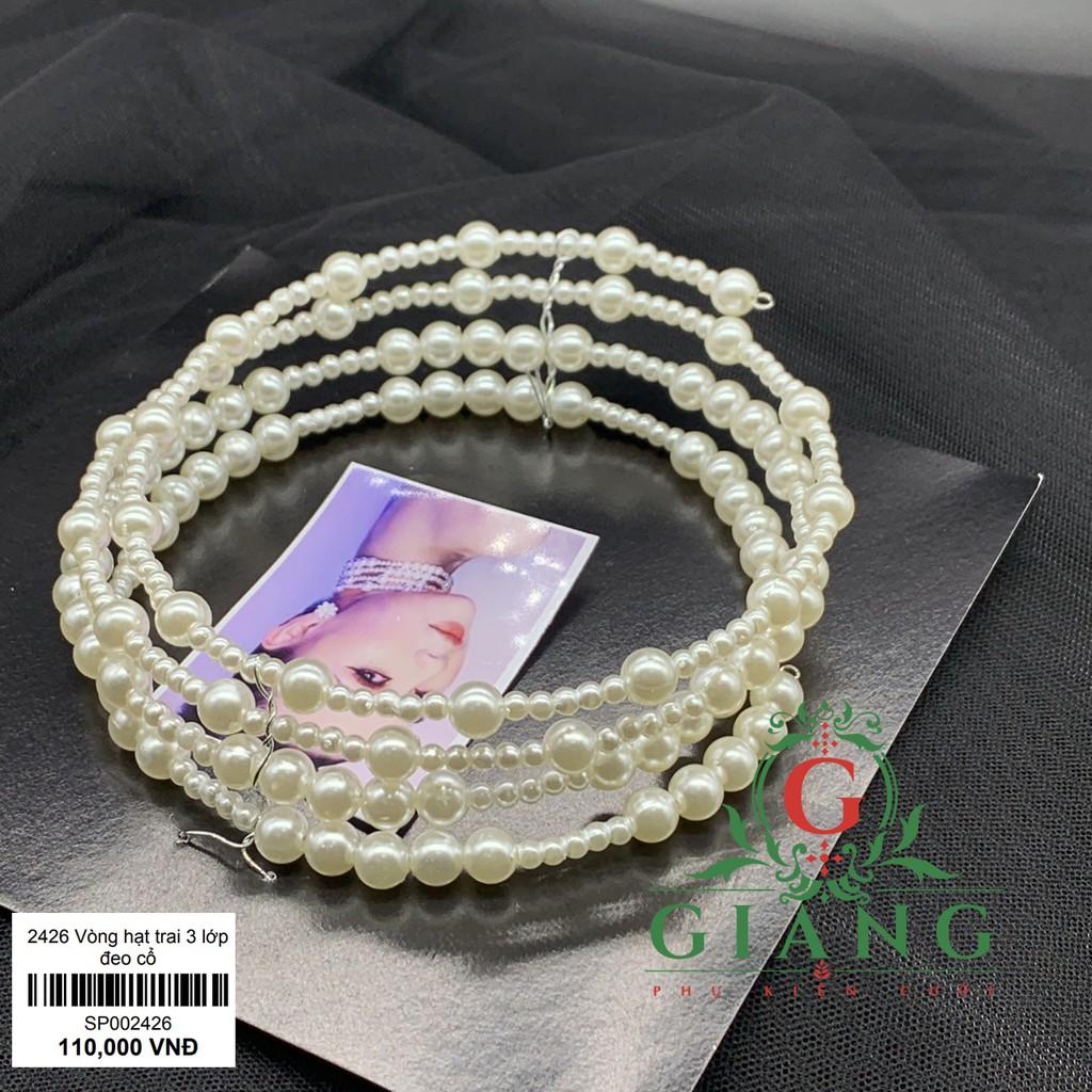 Vòng cổ hạt trai 3 lớp phụ kiện cô dâu chụp hình phụ kiện đi tiệc phụ kiện cưới Giang Sp002426