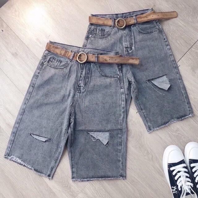 Quần jean ngố đỉa cạp siêu chất - quần short jean nữ Hàn Quốc