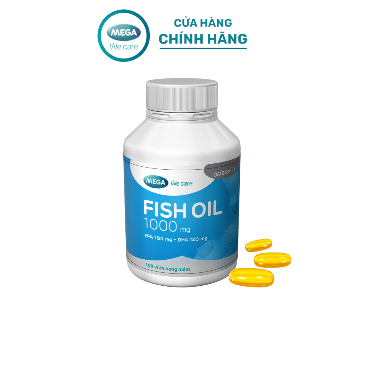 Dầu cá bổ sung Omega-3 DHA & EPA từ nguồn dầu cá Lysi-Iceland giúp mắt sáng, não tốt - FISH OIL Mega We Care (100 viên)