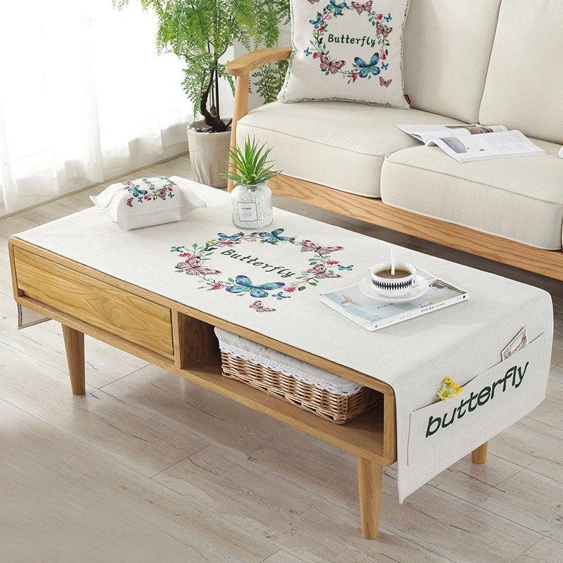 Khăn Trải Bàn Hình Chữ Nhật Bằng Vải Cotton Lanh Chống Thấm Nước Kèm Hộp Đựng Tiện Dụng