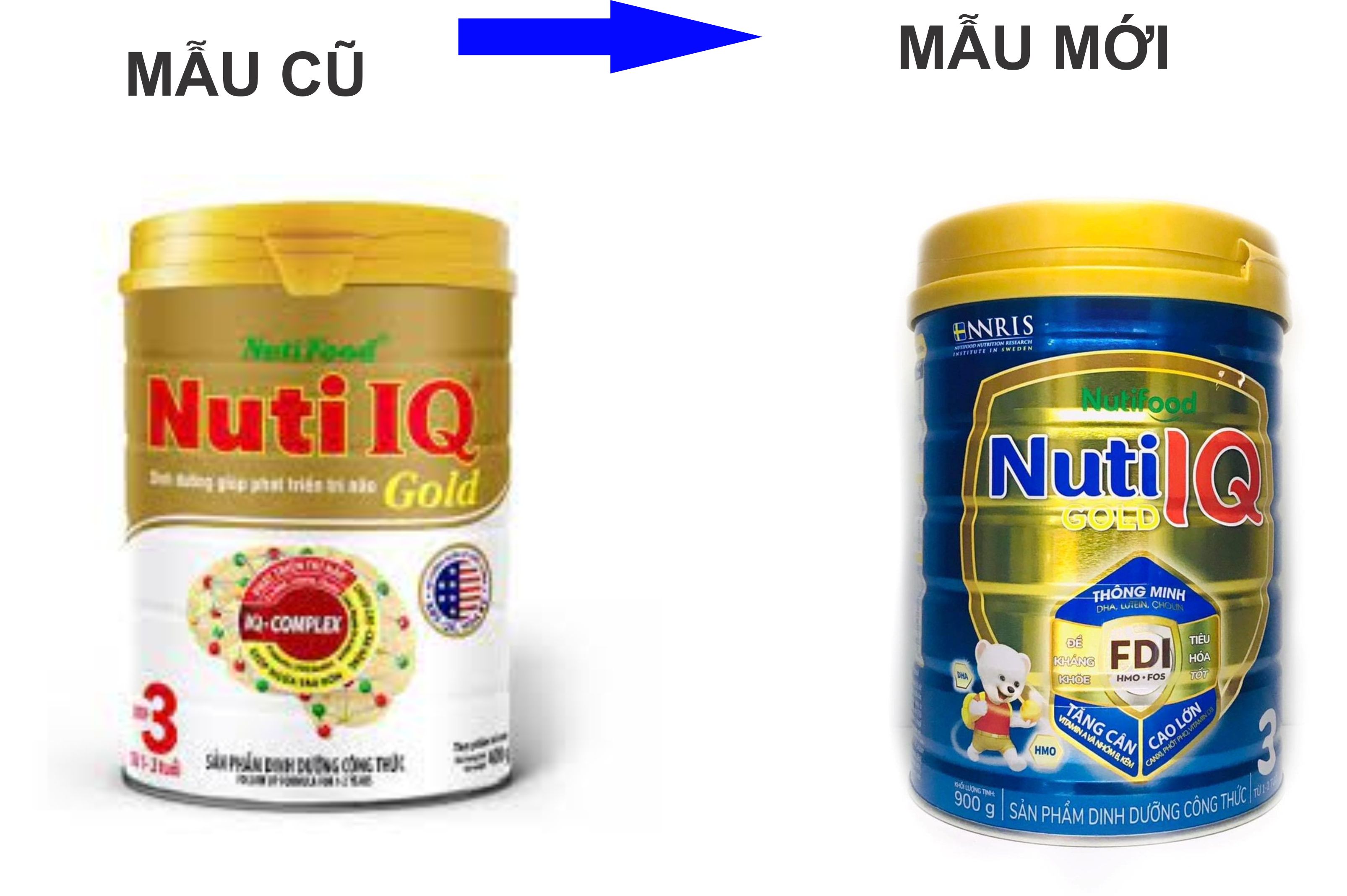 Sữa bột Nutifood Nuti IQ Gold Step 3 tăng cường DHA Phát triển trí não và thị giác  (900g) – cho trẻ từ 1 đến 2 tuổi