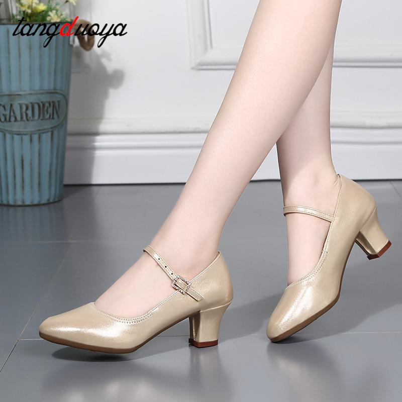 Giày khiêu vũ phòng khiêu vũ dành cho phụ nữ Giày tiêu chuẩn Giày tiêu chuẩn đóng ngón chân Salsa Khó hiện đại giày cao su đế ngoài cho khiêu vũ Color: outdoor 5cm black Shoe Size: 38