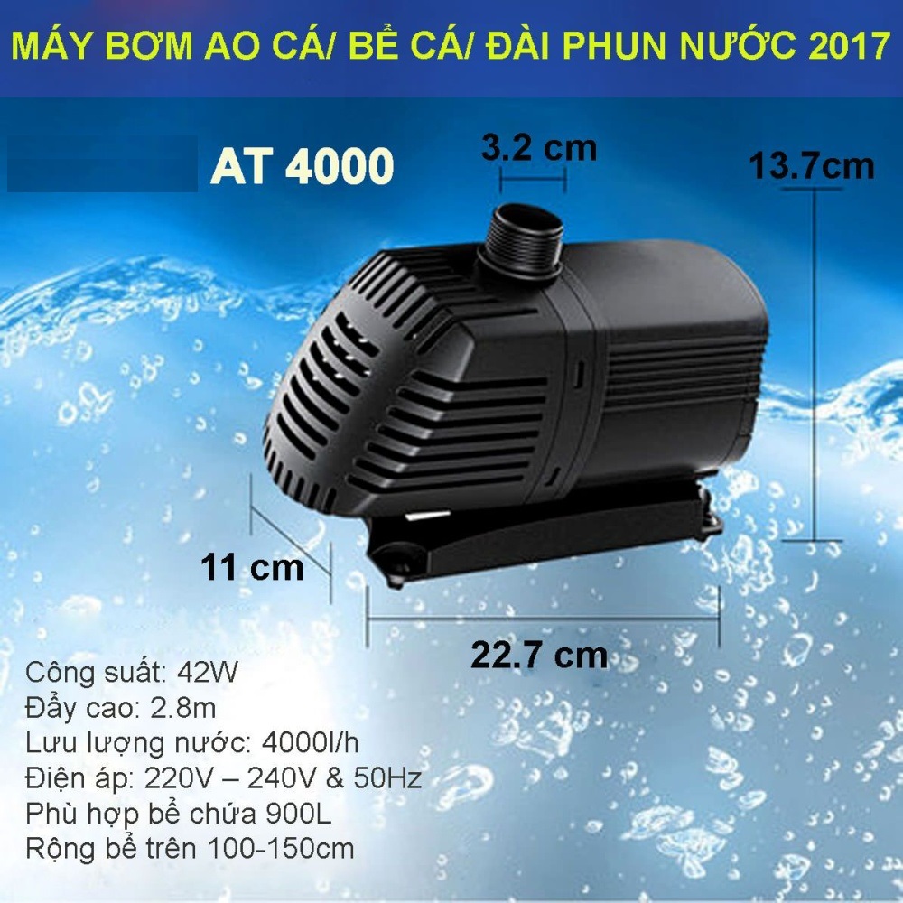 Bơm Công Suất Mạnh - Máy Bơm Nước Bể Cá/ Ao Cá/ Hồ Cá AT-4000 siêu bền