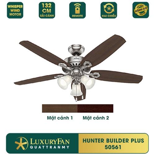 Quạt trần đèn HUNTER BUILDER PLUS - Tích hợp điều khiển từ xa, Hàng chính hãng