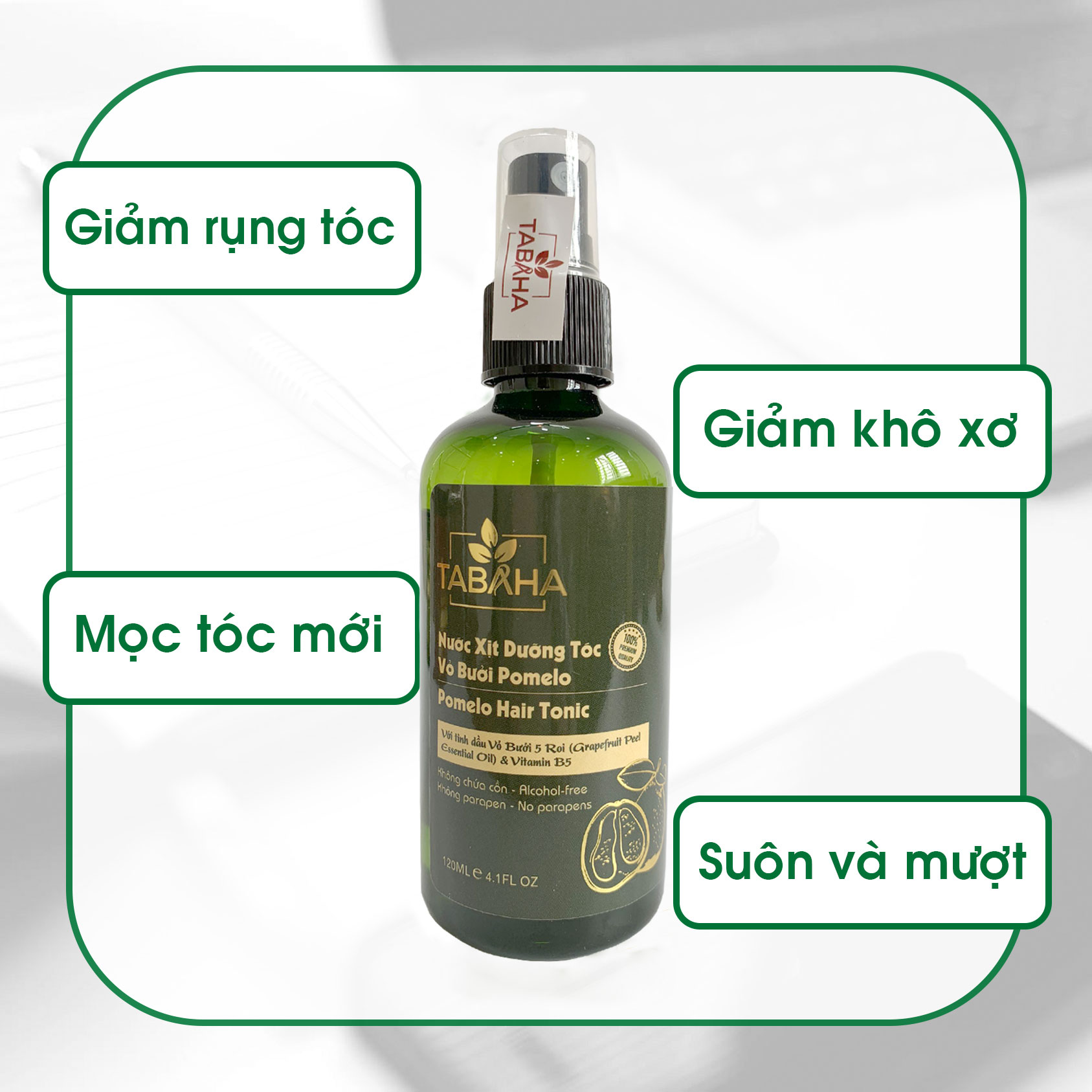 Combo Cà phê làm sạch da chết Tây Nguyên Tabaha 250ml + Nước xịt dưỡng tóc tinh dầu bưởi Tabaha 120ml