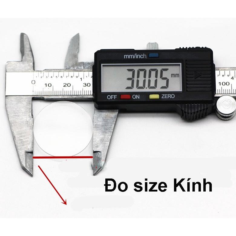 Kính đồng hồ khoáng LỒI dày 1mm các size từ 17 đến 45mm