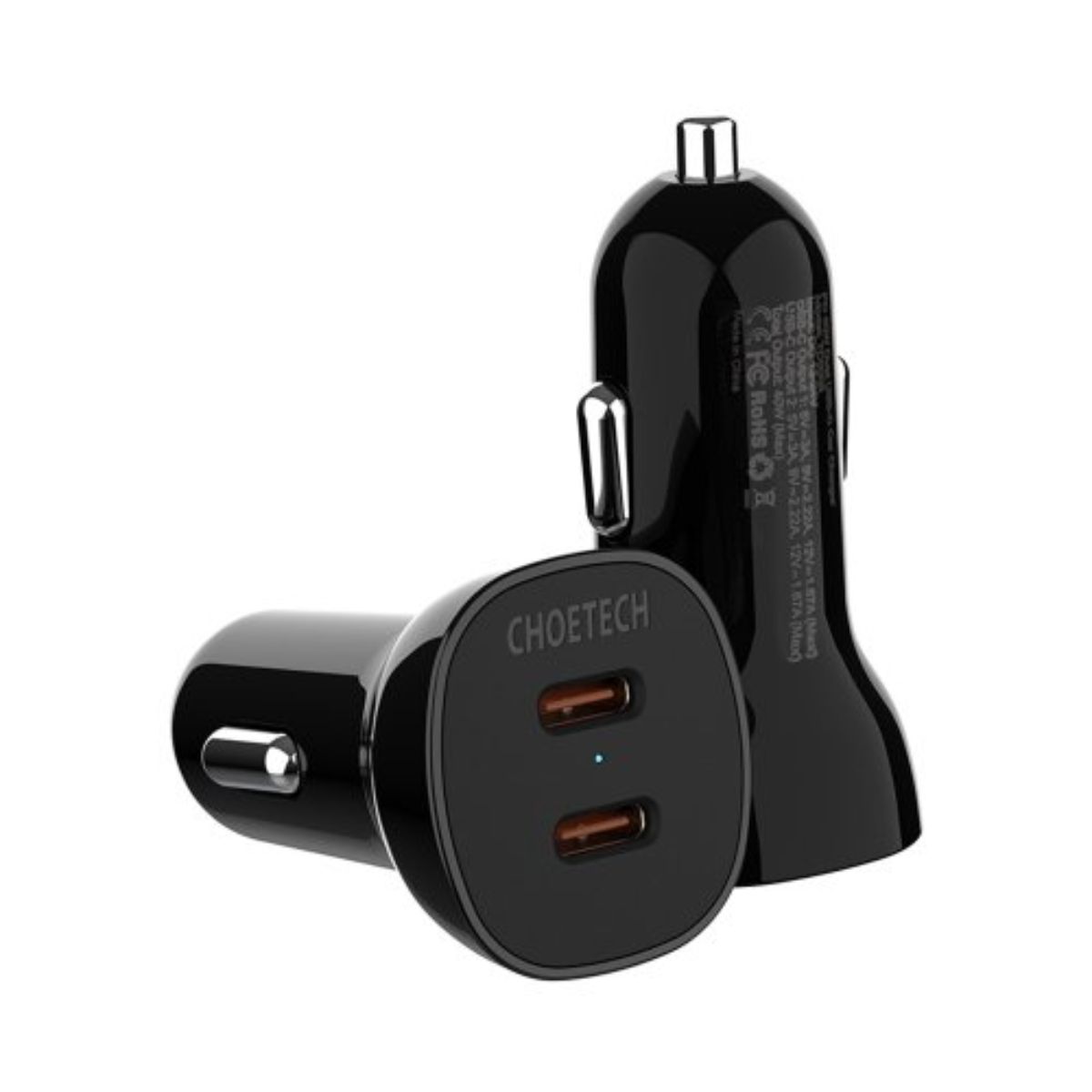 Tẩu sạc Choetech TC0008 nhanh trên ô tô 2 cổng Type C 40W  (hàng chính hãng)