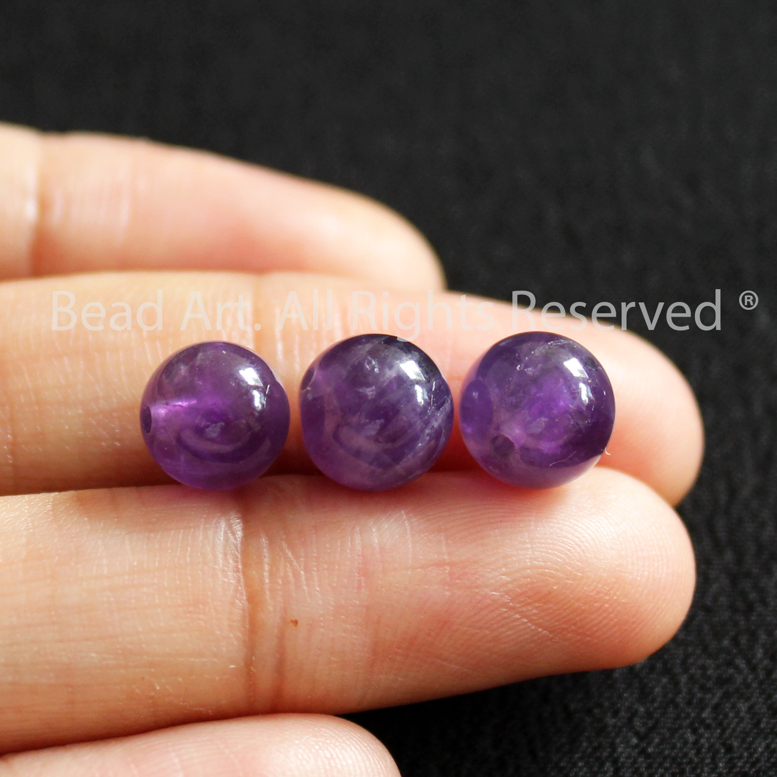 Đá Thạch Anh Tím Đậm Vân Mây 8MM, Amethyst Tự Nhiên, Phối Vòng Tay Phong Thuỷ, Chuỗi Hạt, Trang Sức, Hợp Mệnh Thổ, Hỏa - Bead Art
