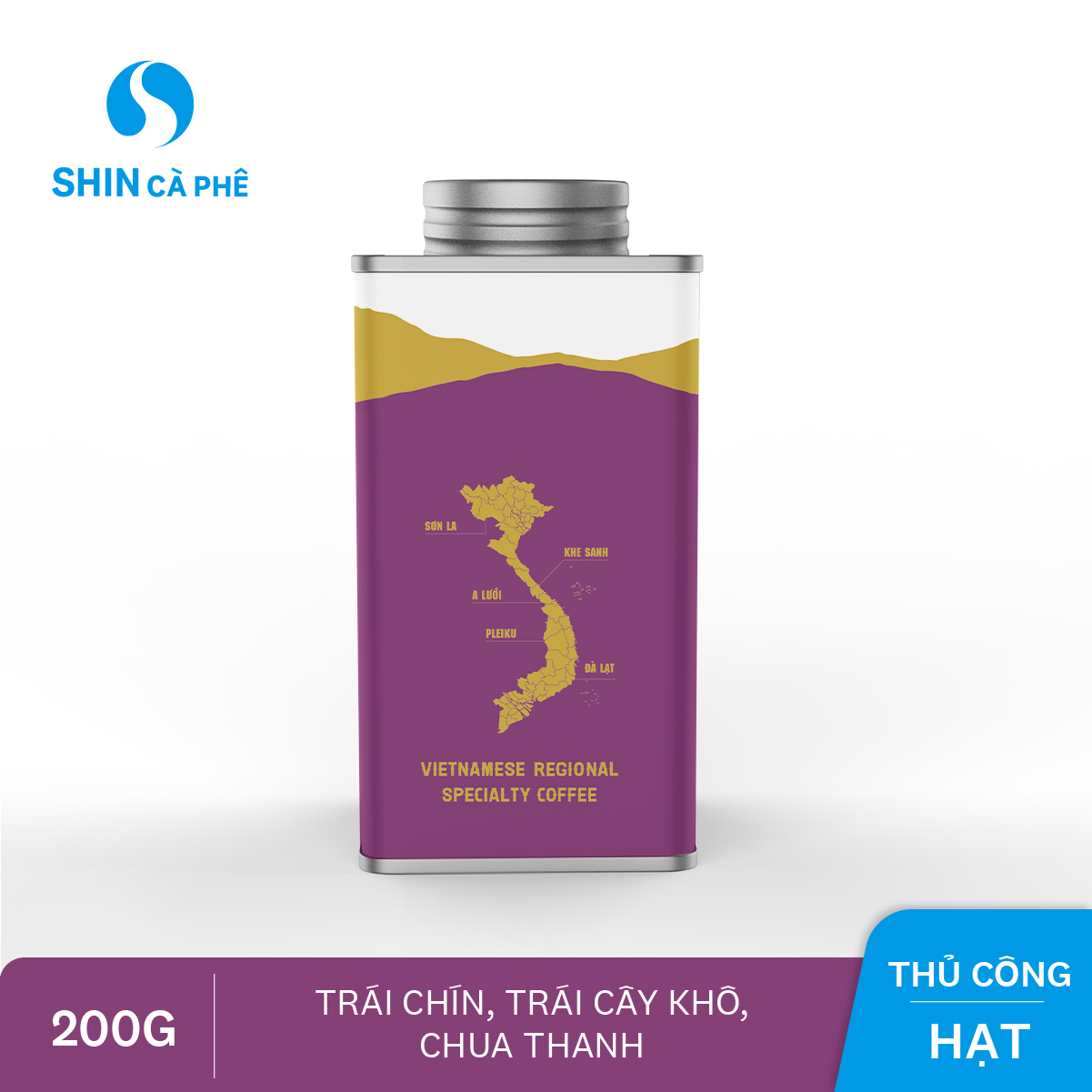 SHIN Cà Phê_Cà phê thủ công Đà Lạt Blend hộp thiếc 200g