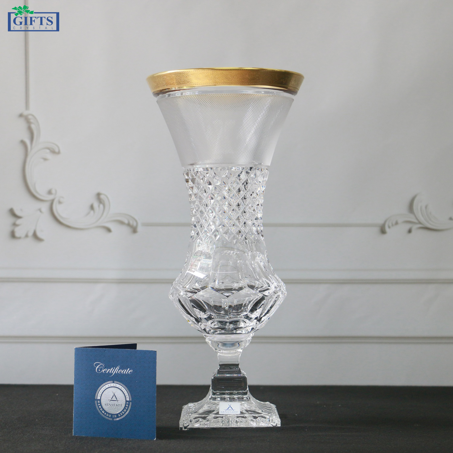 Bình cắm Hoa Pha lê Mạ vàng Rococo Arnstadt cao 34cm