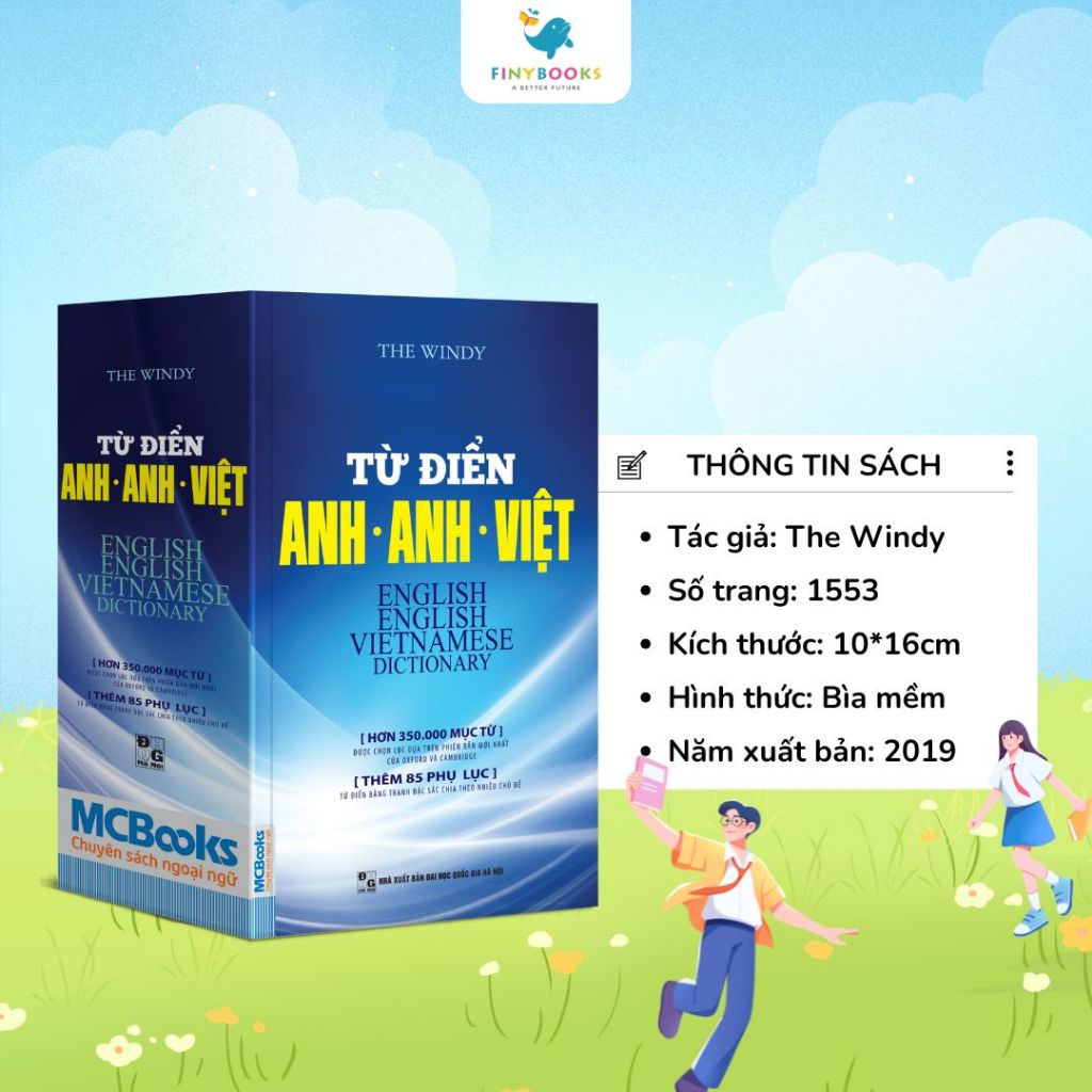 Sách - Từ Điển Anh Anh Việt Phiên Bản Bìa Mềm Màu Xanh - Giải Nghĩa Đầy Đủ Ví Dụ Phong Phú