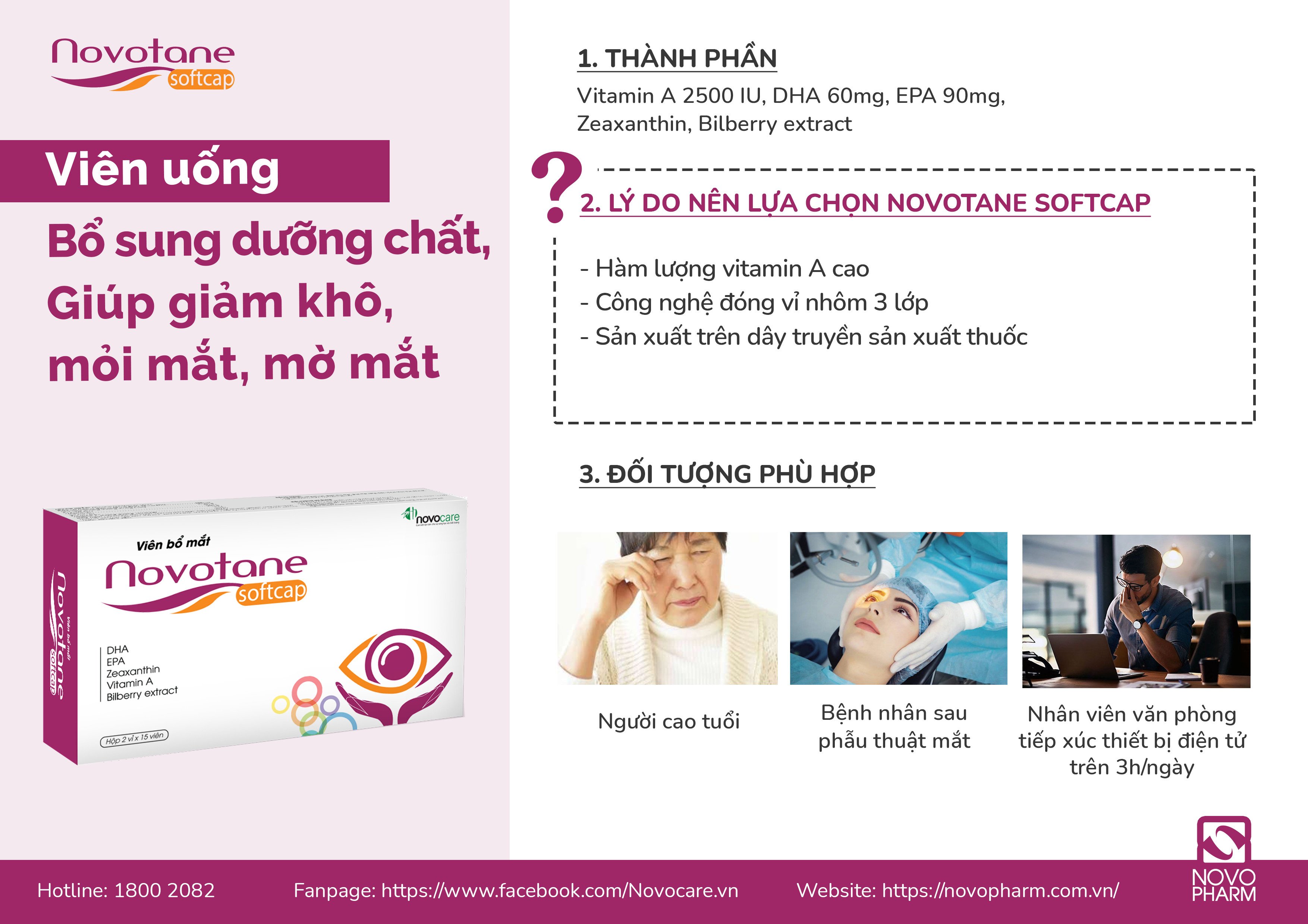 Viên Uống Giảm Khô Mắt, Mờ Mắt - Novotane Soft Cap - Hộp 2 vỉ 20 viên
