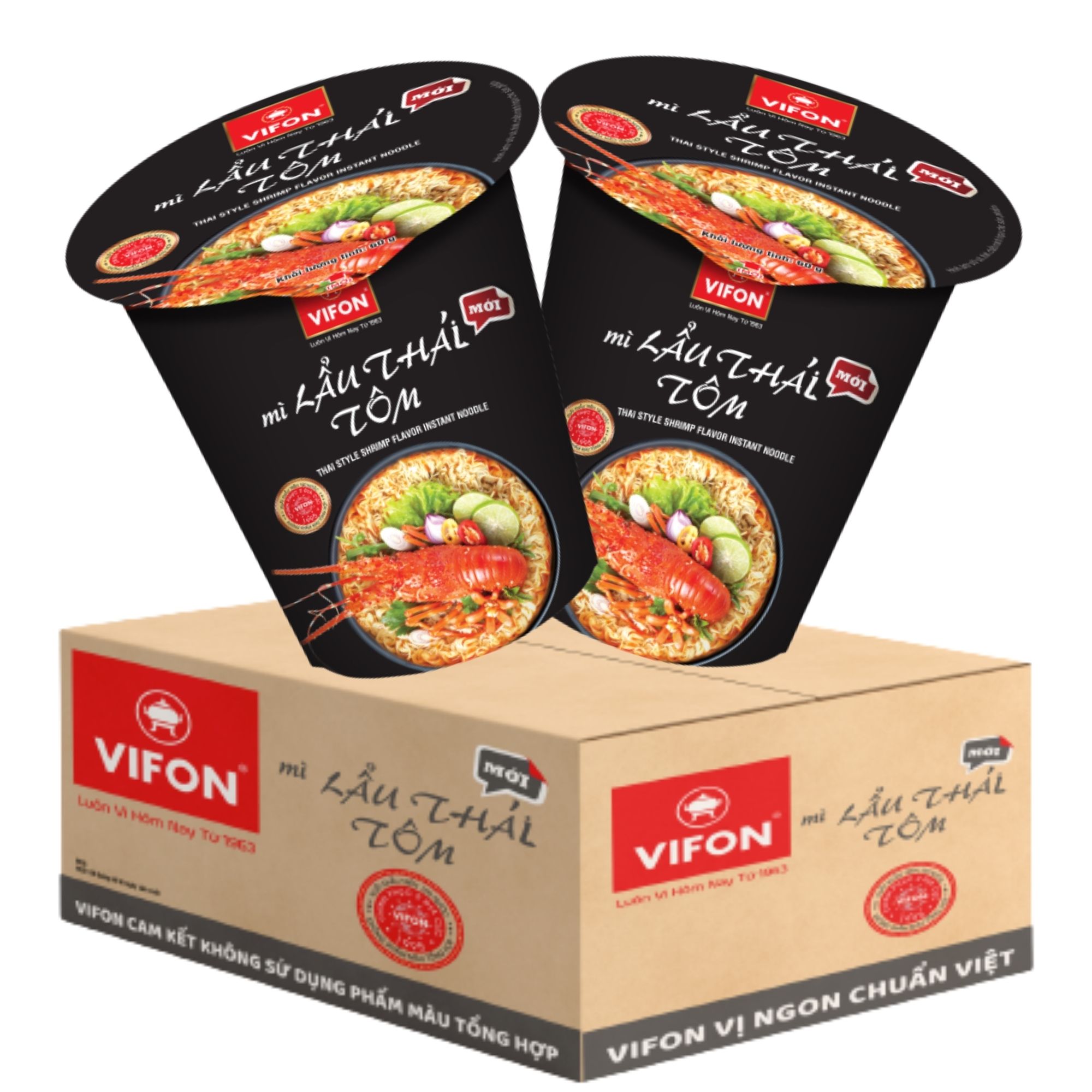 Thùng 24 Ly Mì Lẩu Thái Tôm NGON NGON VIFON  (60g / Ly)