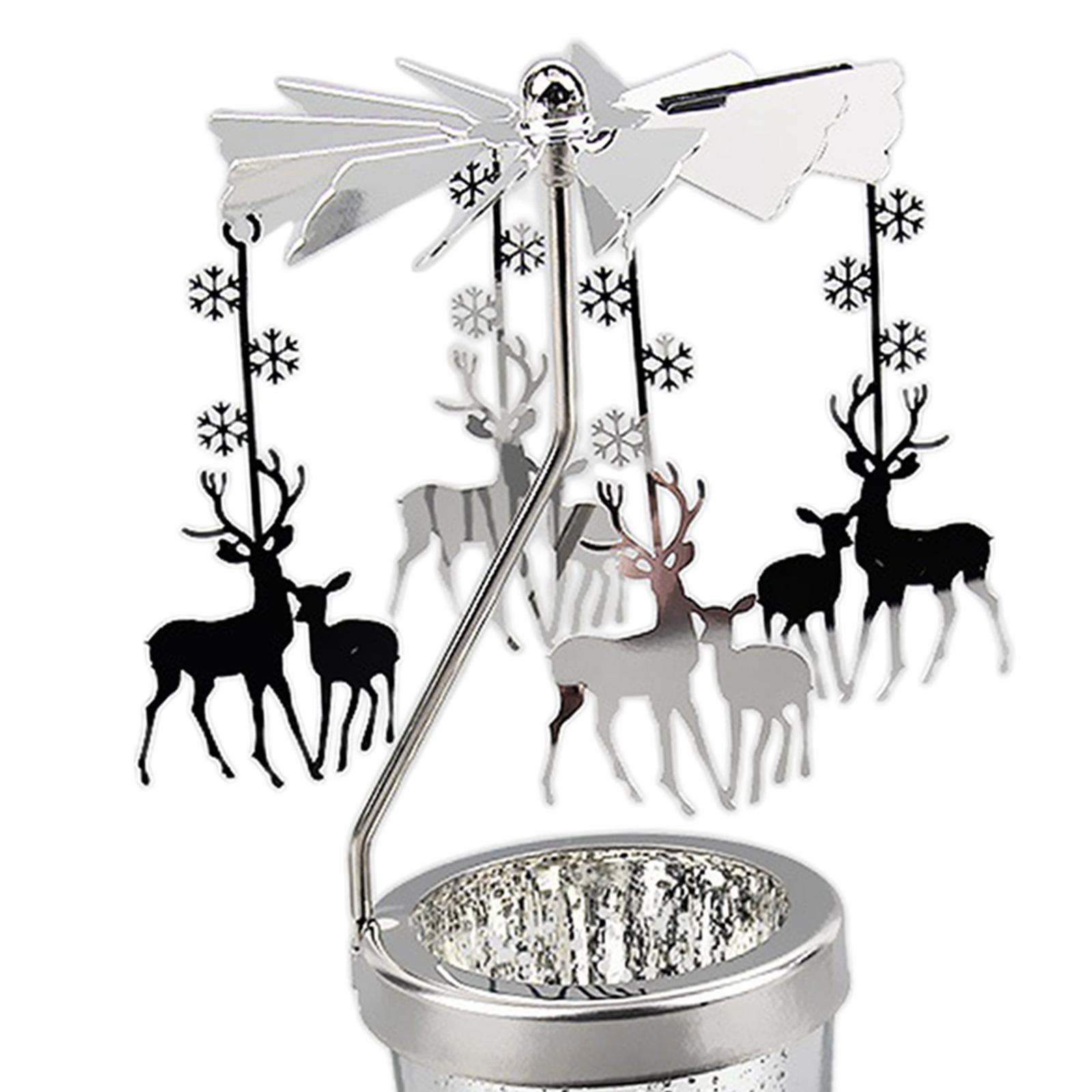 2Pcs Romantic Rotating Candle Holder Tea Light Candle Holder for Table