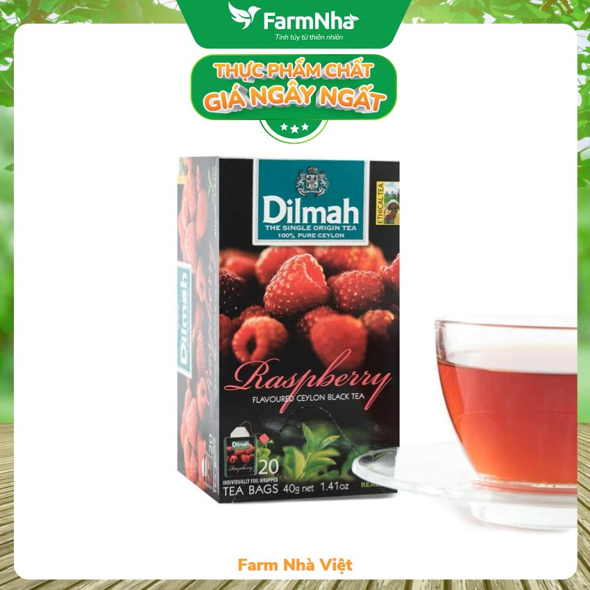 Trà Dilmah Raspberry (Trà Mâm Xôi) túi lọc 30g 20 túi x 1.5g - Tinh hoa trà Sri Lanka