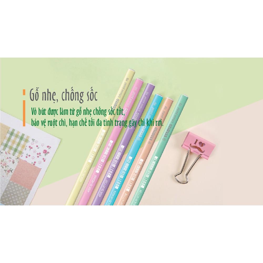 Bộ 5 cây bút chì gỗ STABILO Schwan Pastel 2B  (5 màu x 1) + tẩy ER191G (PS421-C5+)