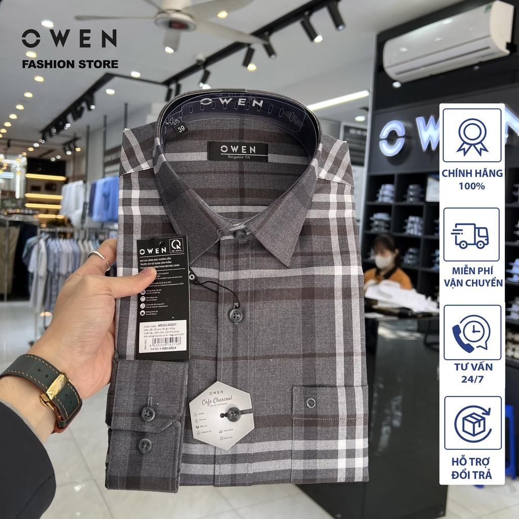 Áo Sơ mi Owen nam dài tay dáng Regular sợi Cafe mềm mịn Mã AR221250DT