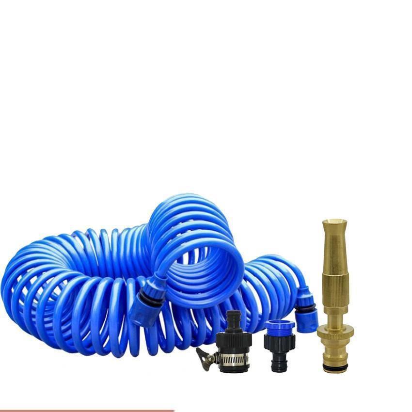 Bộ vòi xịt nước tưới cây đa năng tăng áp lực nước kèm dây tưới dạng lò xo co dãn 587814 loại 10m