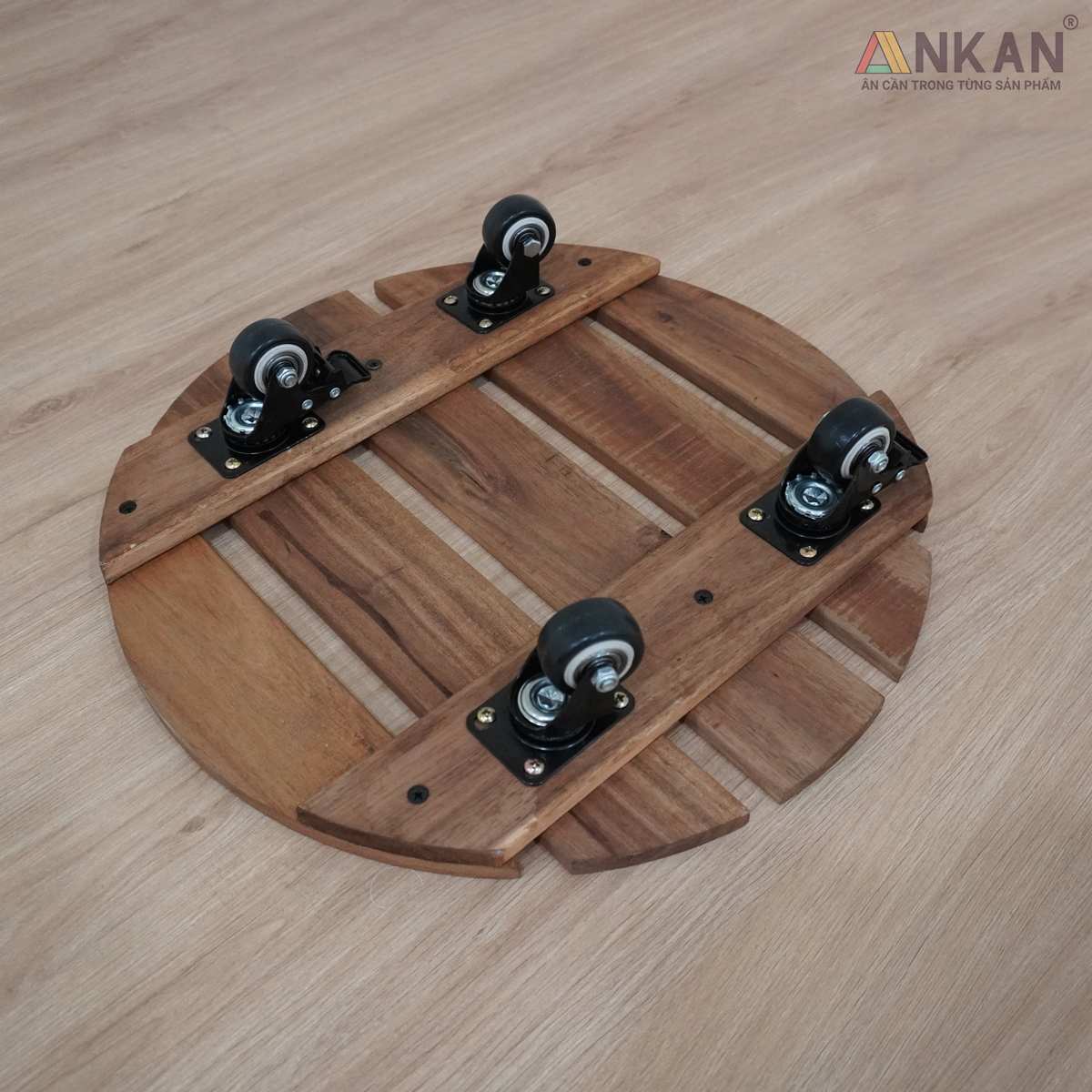 Đế Lót Để Chậu Cây Có Bánh Xe ANKAN 40cm Làm Giá Đỡ Kệ Hoa Cây Cảnh, Màu Vàng Nắng, Chịu Tải 150Kg