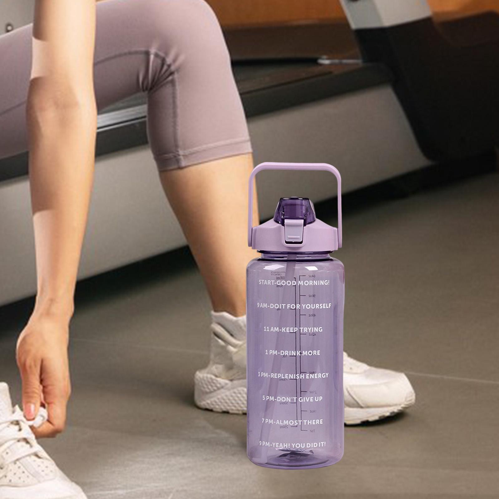 Water Bottle, 67Oz Large Sports Water Bottle for Men, Women, Wide Mouth Water Bottle with Carry Handle, Time Marker and Straw for Fitness Running