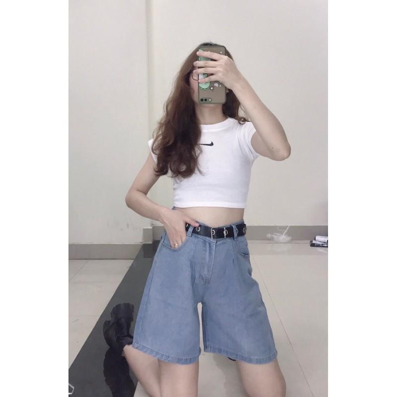 Áo croptop - ngắn tay nikee dành cho nữ về 2 màu đen và trắng cực đẹp, cực xinh, cực sang chảnh